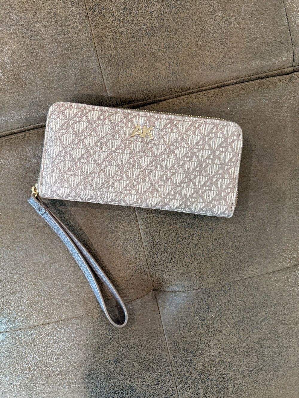 Anne Klein Zip-Around Wristlet Wallet in Taupe